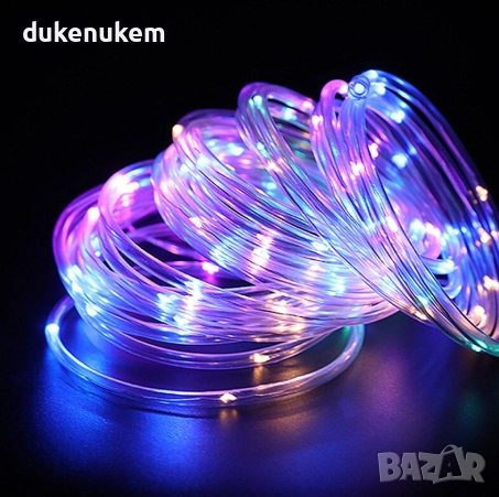Соларна LED лента, 10 м, дизайн с медна жица, водоустойчива, цветни светлини, снимка 2 - Лед осветление - 52711315