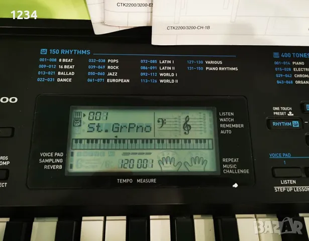 синтезатор клавир CASIO CTK-2300 пиано с 5 октави плътни клавиши и USB, снимка 5 - Синтезатори - 48952821