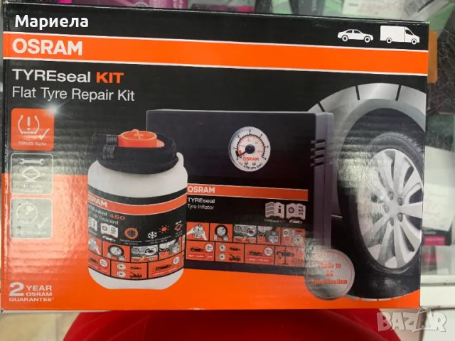 Авариен комплект уплътнител за гуми OSRAM - TYREseal KIT, за спукана гума OTSK4, снимка 2 - Аксесоари и консумативи - 47214533