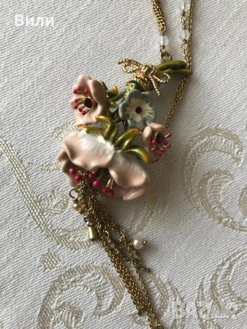 Les Nereides колие с цветя, снимка 5 - Колиета, медальони, синджири - 53292439