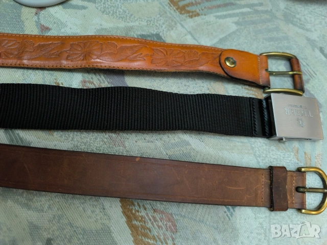 3 вносни колани мъжки 2 кожени и един от плат, снимка 2 - Колани - 48627152