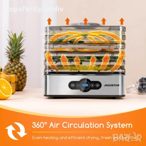 Дехидрататор Aigostar Crispy Dehydrator,240 W, 35-70 °C ,Гаранция, снимка 4 - Други - 48022200