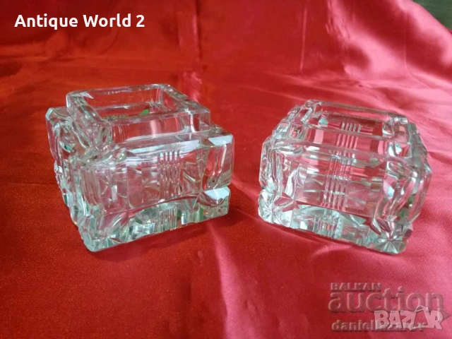 Комплект Свещници Шведско Кристално Стъкло