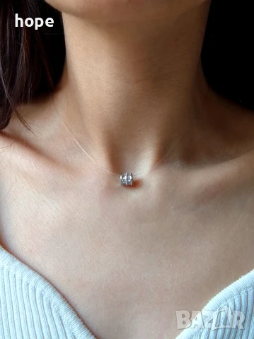 Сребристо колие на корда, чокър