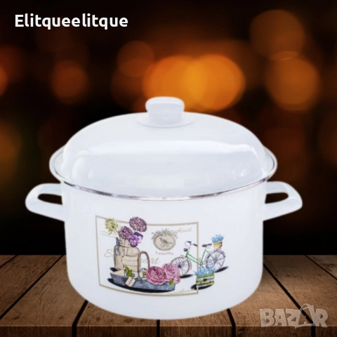 Емайлирана тенджера с капак Brio POMAHC, снимка 5 - Съдове за готвене - 52404523