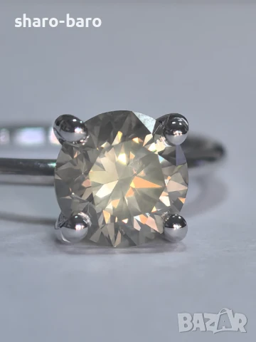 Златен пръстен с диамант 2.16 CT Fancy Color, снимка 4 - Пръстени - 50959073