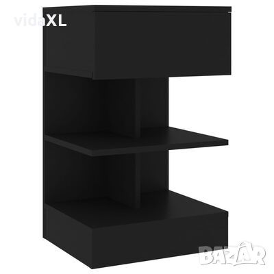 vidaXL Нощно шкафче, черно, 40x35x65 см, ПДЧ（SKU:808650, снимка 1 - Шкафове - 46057623