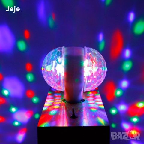 Диско LED лампа, въртяща се крушка - автоматично въртене с кристални топки, снимка 8 - Лед осветление - 45638985