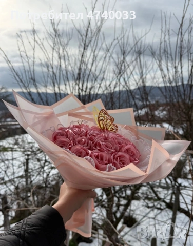 Вечен букет от сатенени рози на специална цена, снимка 6 - Изкуствени цветя - 53699063