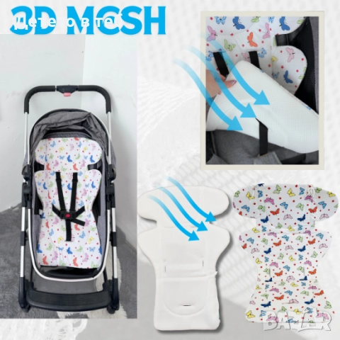 Постелка против изпотяване с уши 3д меш Малки пеперуди, снимка 1