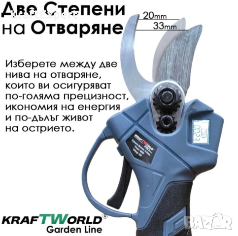 Професионален Комплект KraftWorld: Акумулаторна Лозарска Ножица + Телескопичен Прът, снимка 3 - Други инструменти - 50550379