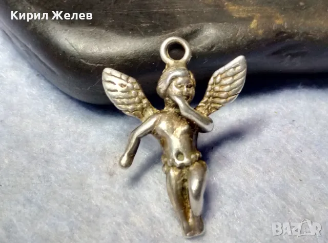 ФИГУРАЛЕН СРЕБЪРЕН ПЕНДАНТ АМУРЧЕ / АНГЕЛЧЕ СРЕБРО 925 РЪЧНА АР НУВО СТИЛ МАЙСТОРСКА РАБОТА 19466, снимка 9 - Колиета, медальони, синджири - 50056528