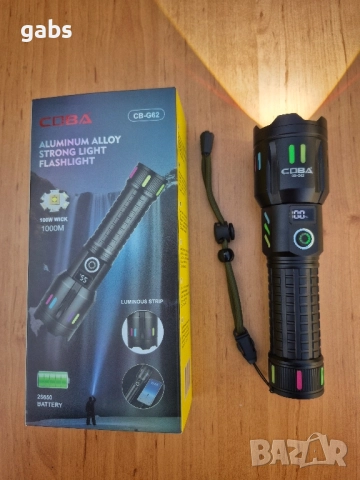 Мощен алуминиев LED фенер 1000m, COBA CB-G62, снимка 2 - Екипировка - 51720691