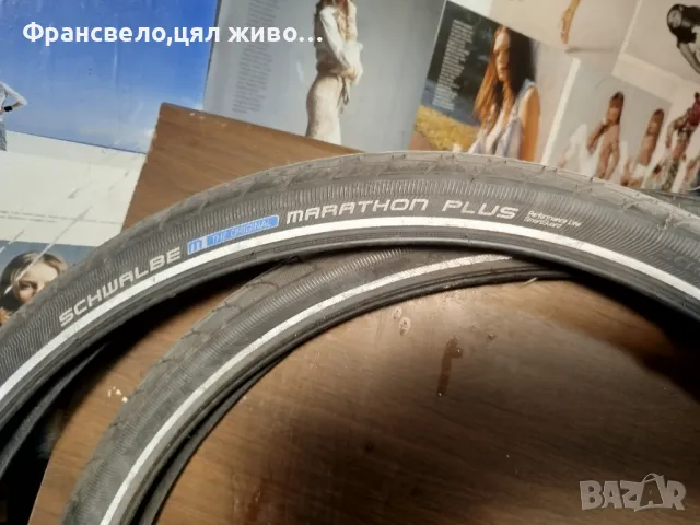 26 цола гуми против пукане за велосипед колело schwalbe marathon plus , снимка 2 - Части за велосипеди - 49288044