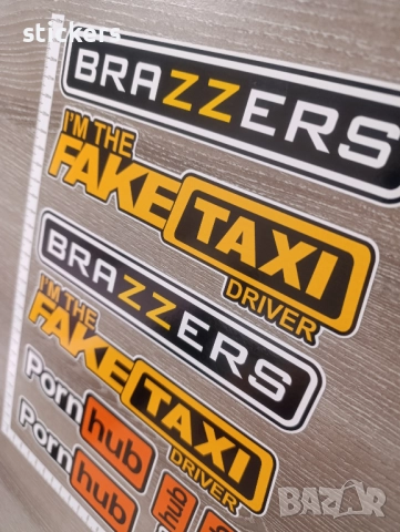 Brazzers, FakeTaxi, Pornhub Стикери Stickers - 8 бр. лист А4, снимка 4 - Аксесоари и консумативи - 51435839