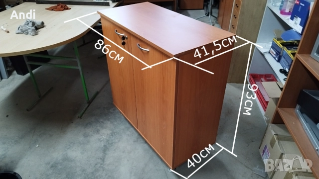 Офис шкаф със заключване - шкафче за обувки или дрехи 86/42/93см череша