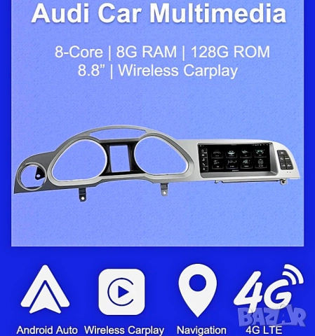 Мултимедия, за Audi A6, Двоен дин, Android, 8.8”, A6, навигация, за Ауди А6, Андроид, MMI, двоен дин, снимка 12 - Аксесоари и консумативи - 52371883