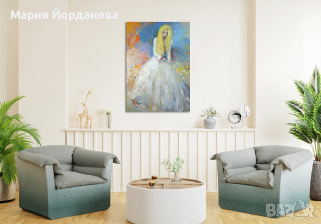 Картина маслени бои на платно "Невинност" 100 х 70 см , снимка 3 - Картини - 32041834