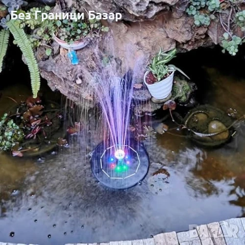 Нов Фонтан с LED светлини и дюзи – соларна градинска помпа за езерце, снимка 3 - Други стоки за дома - 51127698