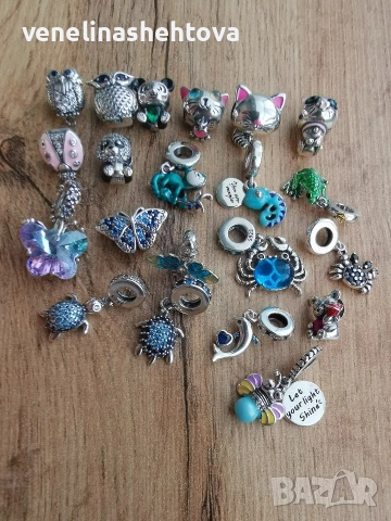 Сребърни талисмани висулки стопери клипс за гривни Пандора , снимка 6 - Гривни - 52331432