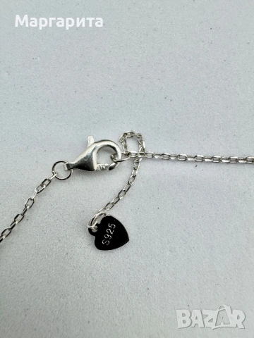 Сребърно колие с мойсанит (диамант)1 карат , снимка 5 - Колиета, медальони, синджири - 53785376