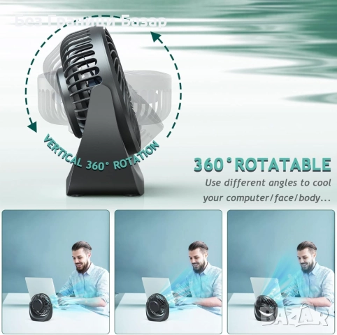 Нов Компактен USB вентилатор – 5 скорости, мощен и тих, подходящ за пътуване, снимка 6 - Други стоки за дома - 51668513