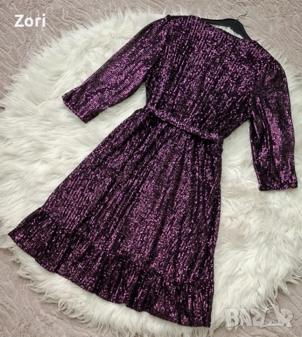 РАЗКОШНА рокля, цялата в лилави пайети, снимка 7 - Рокли - 52531264