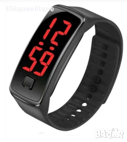 Спортен унисекс LED часовник-гривна бърз бутон за управление ЧЕРЕН", снимка 4 - Смарт гривни - 52206040