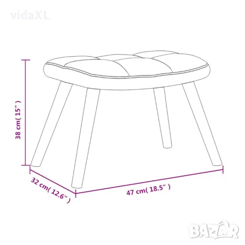 vidaXL Релакс стол с табуретка, син, кадифе (SKU:328072), снимка 4 - Столове - 48373618