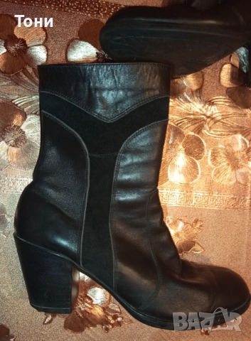 Нови Дамски Боти Изцяло от Естествена Кожа и Велур 38 