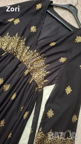 РАЗКОШНА черна рокля със златиста щампа 2ХЛ/3ХЛ размер , снимка 8 - Рокли - 50175291