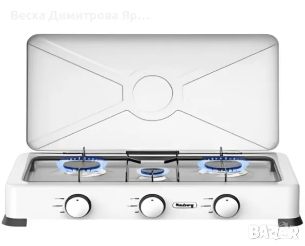 Троен газов котлон с капак Rosberg R51454E3, 30mbar 2x2.2kWh+1x1kWh, снимка 2 - Котлони - 47644567