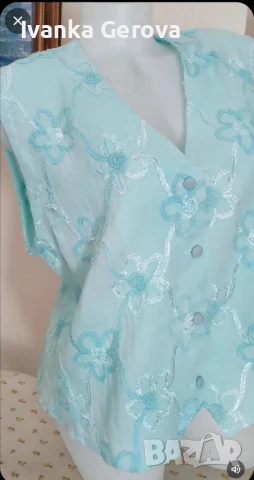 Дамска ленена блуза без ръкави