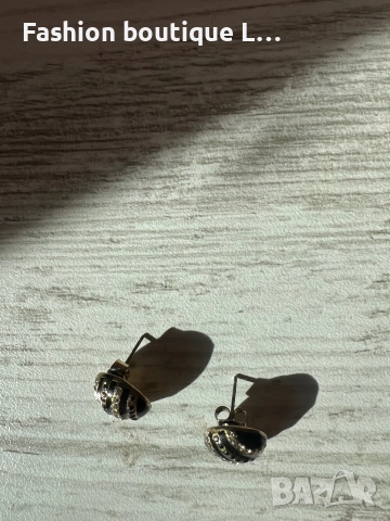 Кръгли обеци с камъчета в златен и черни цвят ❤️, снимка 3 - Обеци - 52248028