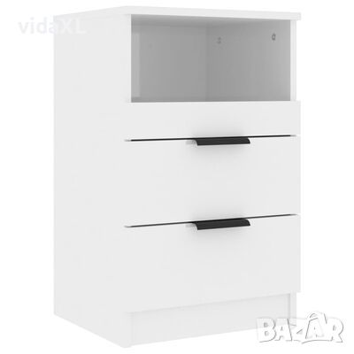vidaXL Нощно шкафче, бял гланц, инженерно дърво（SKU:811244