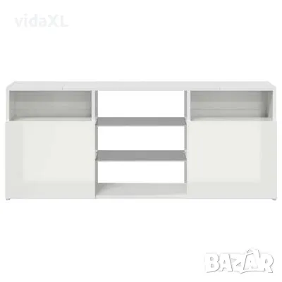 vidaXL ТВ шкаф с LED осветление, бял гланц, 120x30x50 см（SKU:804307）, снимка 4 - Шкафове - 48979266