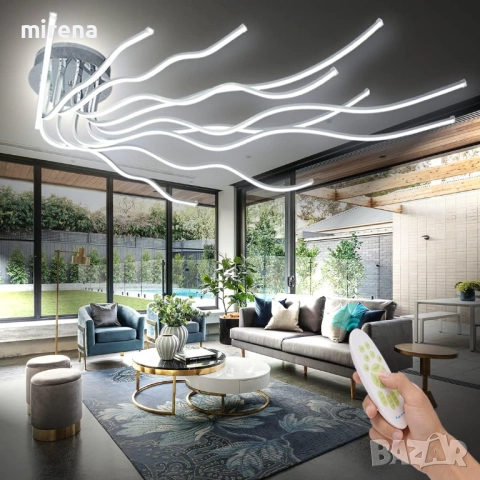 LED ЛЕД полилей за таван, димируемо, дължина 140 см, дистанционно 221, снимка 5 - Лампи за таван - 52122174