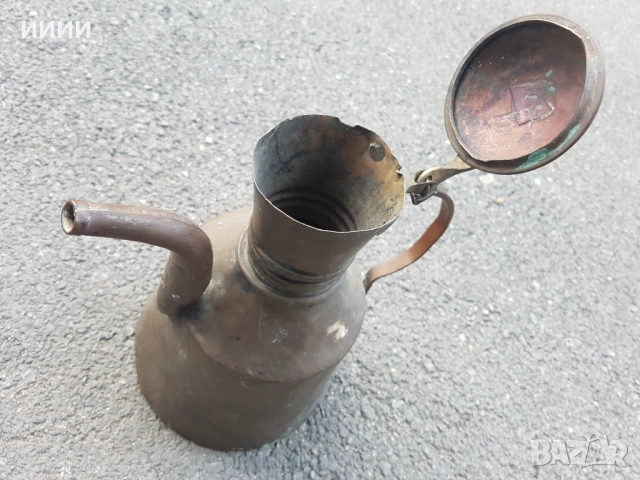 Османски бакърен ибрик гюм , снимка 2 - Антикварни и старинни предмети - 53684135
