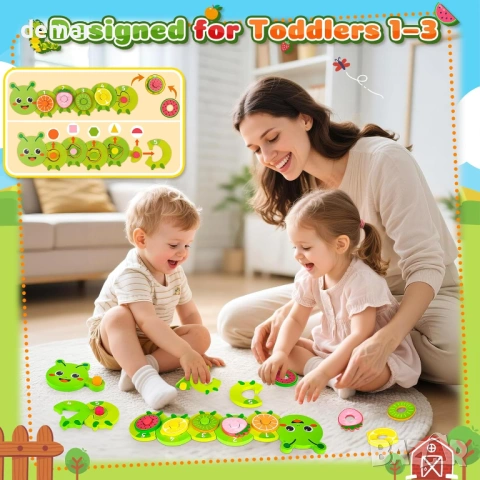 Дървена играчка Монтесори за 1-3 годишни деца, сензорна играчка за сортиране по цветове, снимка 2 - Образователни игри - 53959868