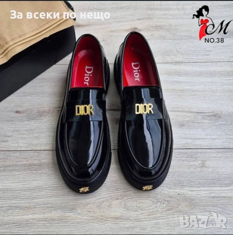 Christian Dior Мъжки Черни Лачени Мокасини Код SK363, снимка 2 - Мокасини - 52668135