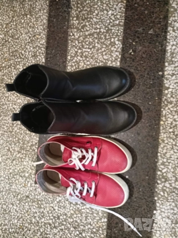 черни боти +червени кожени кецове, снимка 2 - Дамски боти - 52552870
