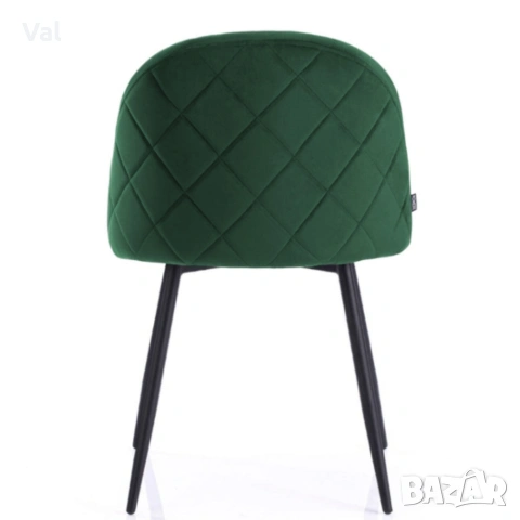 Дизайнерски зелен стол FARO – тапициран, стабилен и удобен, снимка 4 - Столове - 53976995