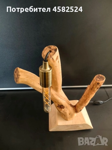 Дървена нощна лампа, рустик , снимка 3 - Други - 52511882