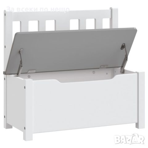 Детска пейка за съхранение, бяло и сиво, 60x30x55 см, МДФ, снимка 6 - Други - 45888104