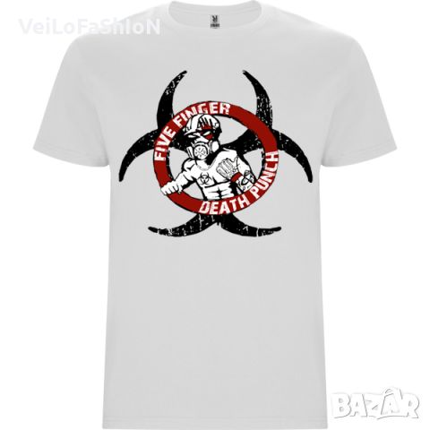 Нова мъжка тениска на музикалната група Five Finger Death Punch в бял цвят, снимка 1 - Тениски - 46102502