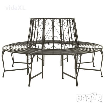 vidaXL Градинска пейка за около дърво, 160 см, стомана(SKU:313033