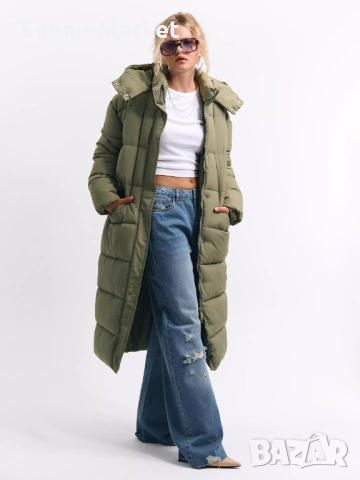 Дамска дълго зимно яке с качулка