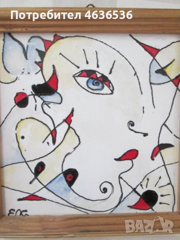 Картина абстракция, керамика,подпис,18х18см., снимка 4 - Декорация за дома - 53382228