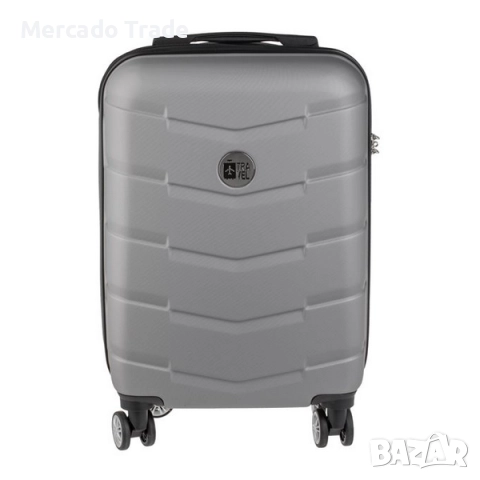 Куфар с колелца Mercado Trade, Релефен, 87л., Сив металик, снимка 2 - Куфари - 52239844