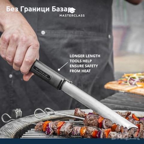 Нови 2 броя грил барбекю скара инструменти BBQ щипка и лопатка с дълги дръжки, снимка 6 - Други - 46497660